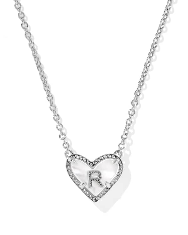 Kendra Scott Ari Heart Letter R Silver Pendant Necklace 2