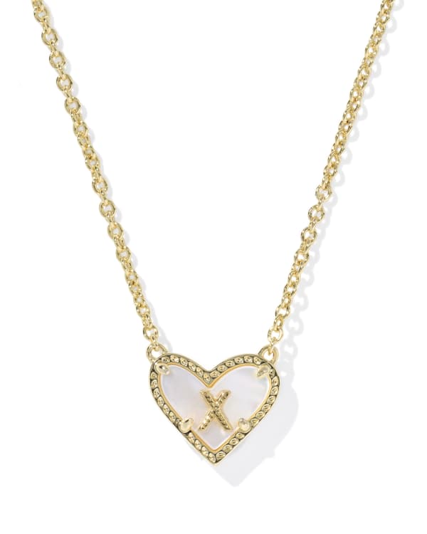 Ari Heart Letter X Gold Short Pendant Necklace