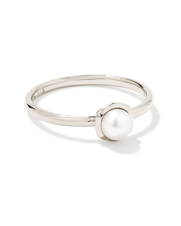 Kendra Scott Davie Band Ring Sterling Silver White Size 8 2