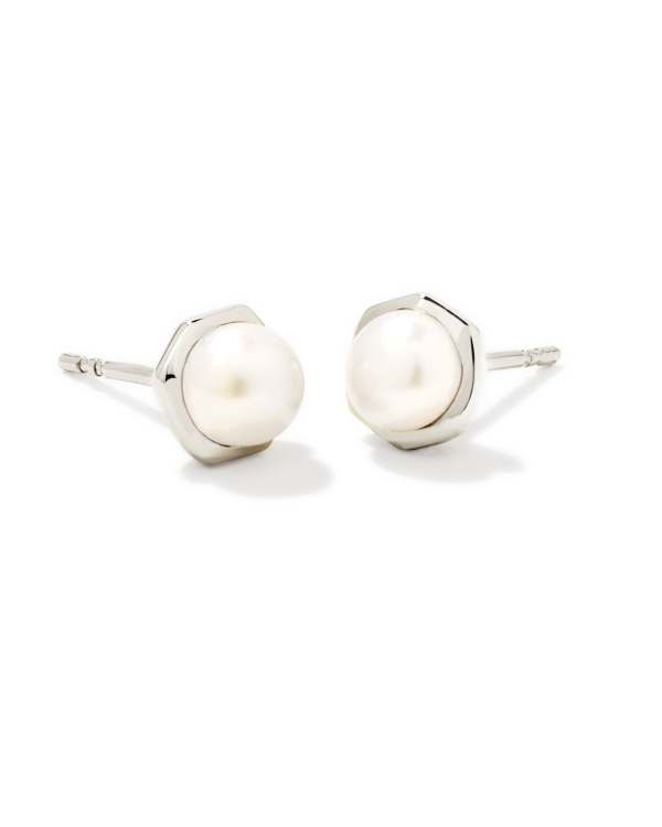 Davie Pearl Sterling Silver Stud Earrings in Freshwater Cultured