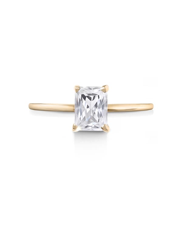 0.75 ct Solitaire N-S Emerald Engagement Ring in 14k Rose Gold