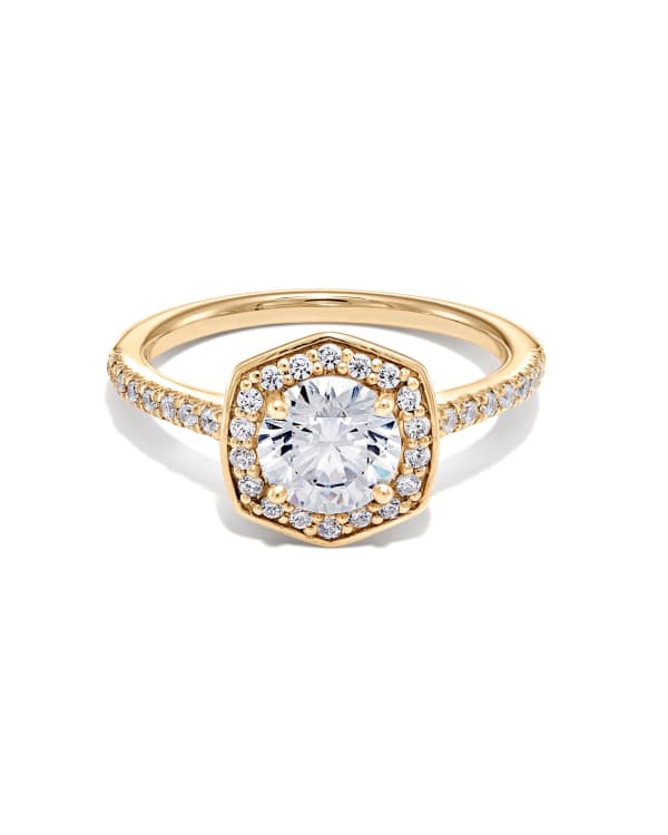 1.5 ct Round Iconic Halo Engagement Ring in 14k Yellow Gold