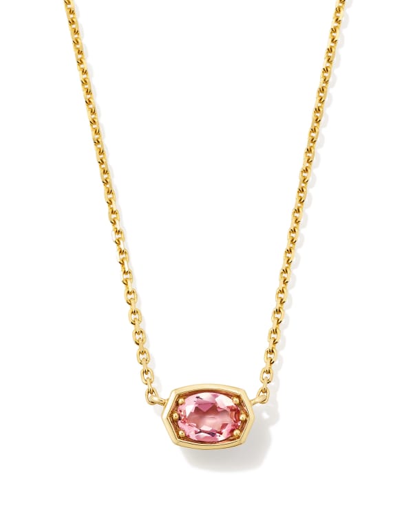 Marisa 14k Yellow Gold Oval Solitaire Pendant Necklace in Pink Tourmaline