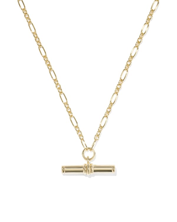 Bree Gold Metal T Bar Short Pendant Necklace