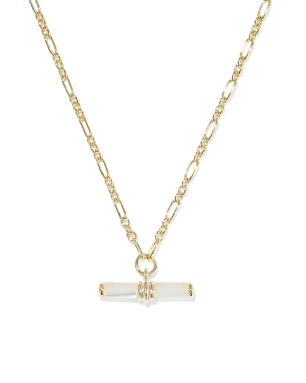 Bree Gold Beaded T Bar Short Pendant Necklace