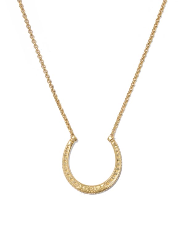 Metal Horseshoe 18k Yellow Gold Vermeil Short Pendant Necklace