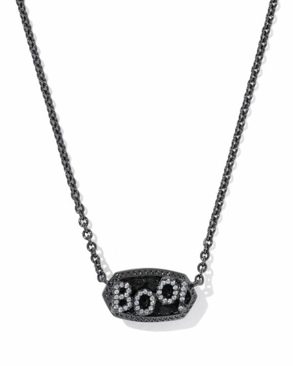 Elisa Gunmetal Boo Short Pendant Necklace