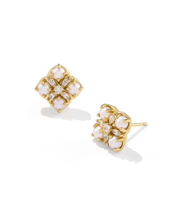 Dira Pearl Gold Stud Earrings