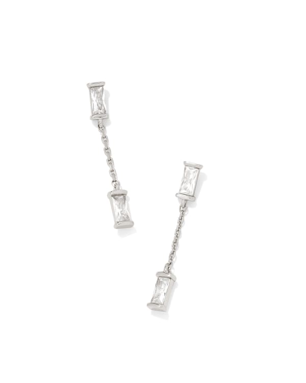 Juliette Silver Drop Earrings in White CZ