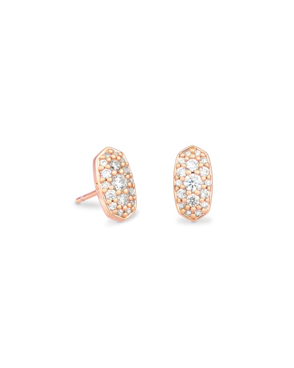 Grayson Rose Gold Stud Earrings in White CZ