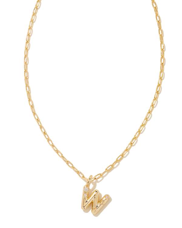 Kendra Scott Crystal Letter W Short Pendant Necklace Gold 2