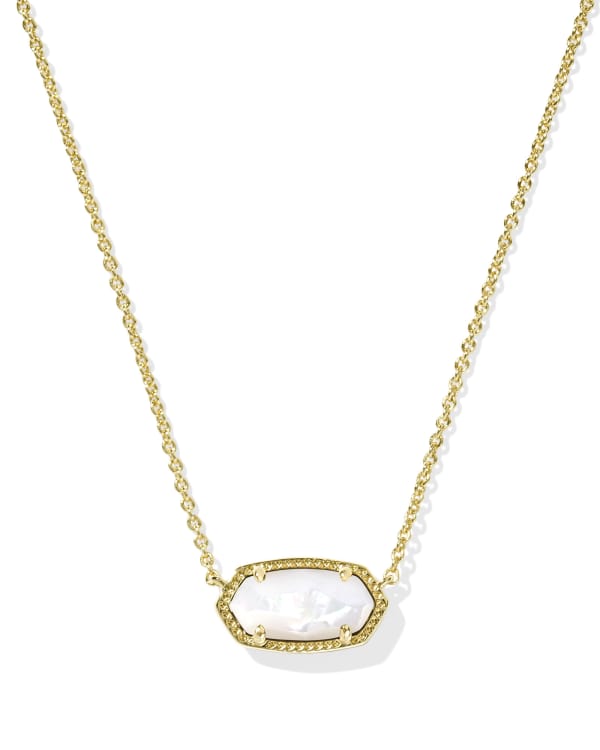 Elisa Gold Pendant Necklace in Ivory Mother-of-Pearl