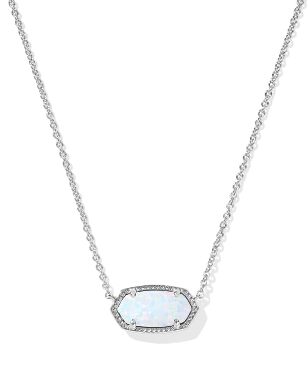 Elisa Silver Pendant Necklace in White Lab Grown Opal