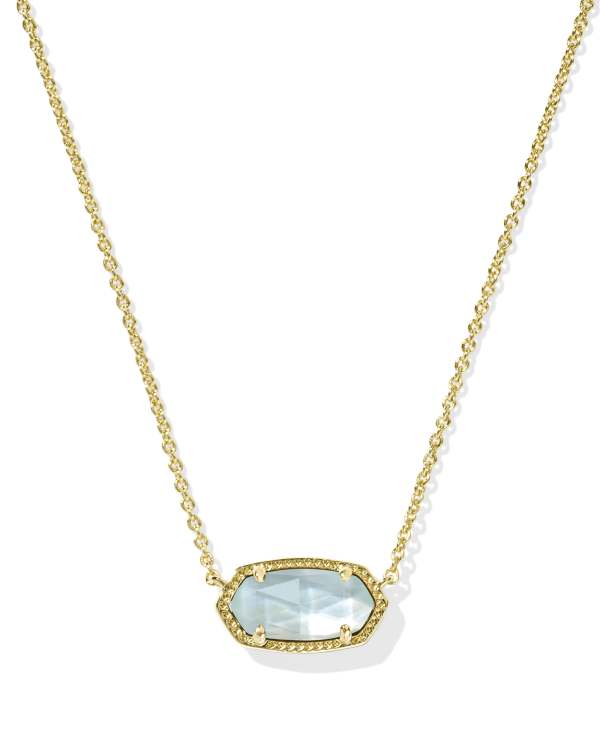 Elisa Gold Pendant Necklace in Light Blue Illusion