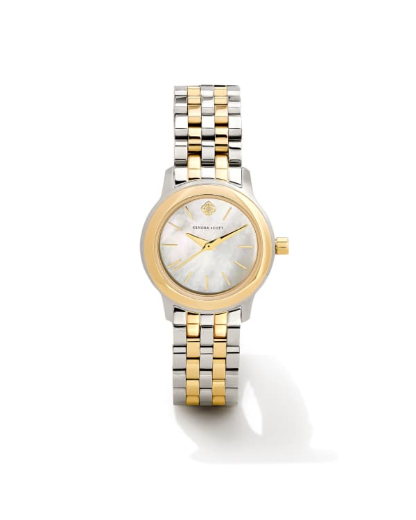 Alex Two Tone Stainless Steel 28mm Watch in Ivory Mother-of-Pearl