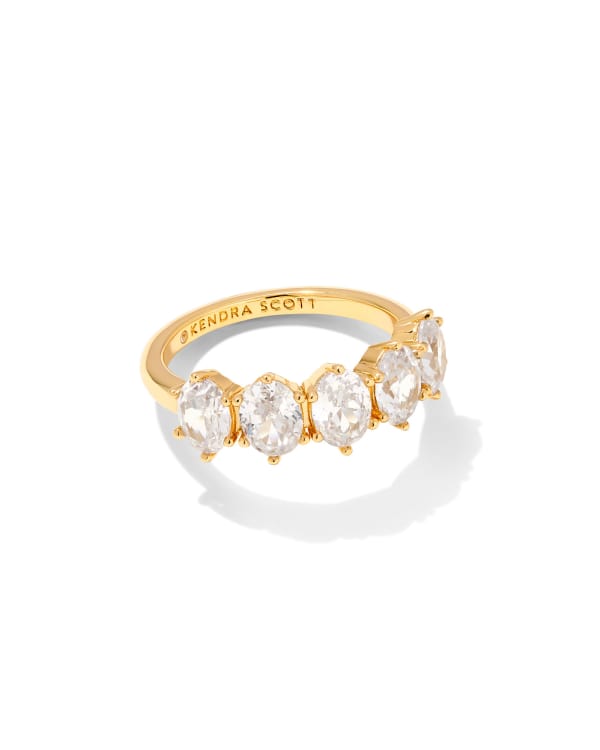 Cailin Gold Crystal Band Ring in White CZ