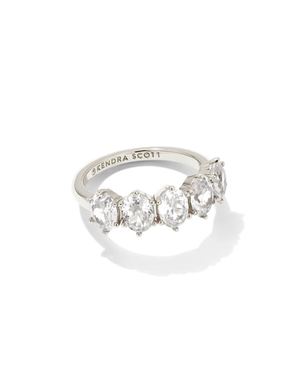 Cailin Silver Crystal Band Ring in White CZ