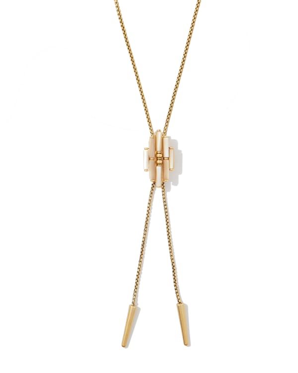 Ember Vintage Gold Bolo Necklace in Natural Mother-of-Pearl