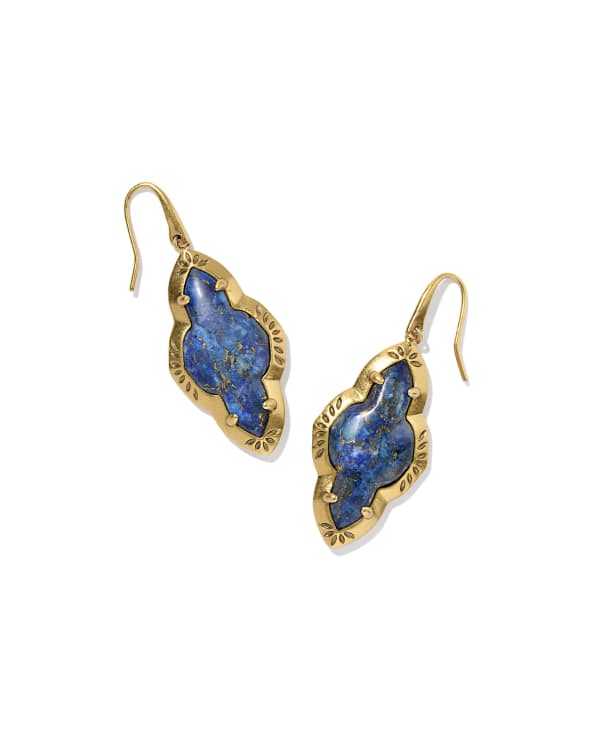 Abbie Vintage Gold Etch Frame Drop Earrings
