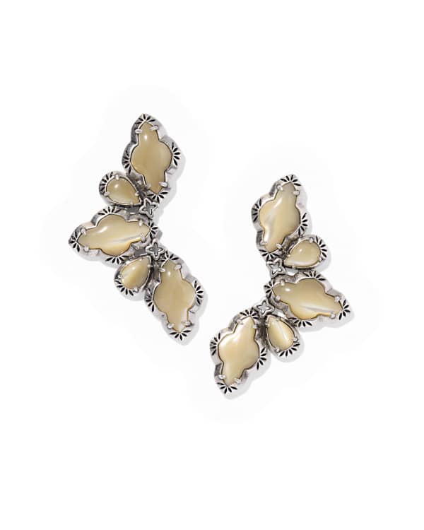 Abbie Vintage Silver Etch Frame Statement Earring