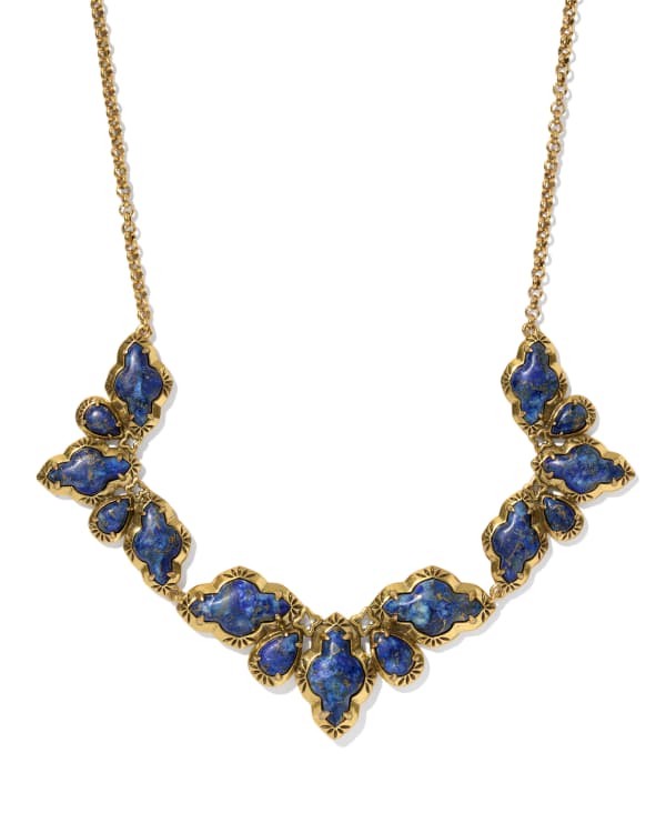 Abbie Vintage Gold Etch Frame Statement Necklace