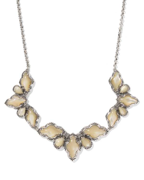 Abbie Vintage Silver Etch Frame Statement Necklace