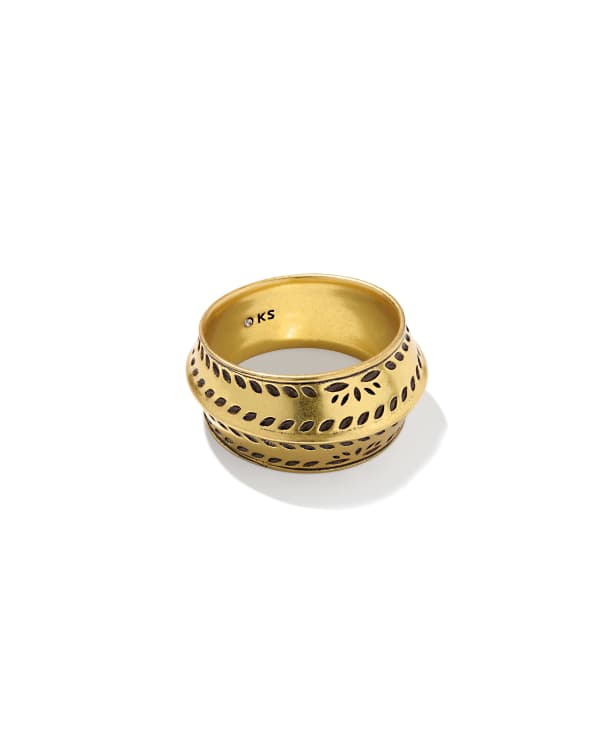 Keziah Vintage Gold Etch Frame Band Ring