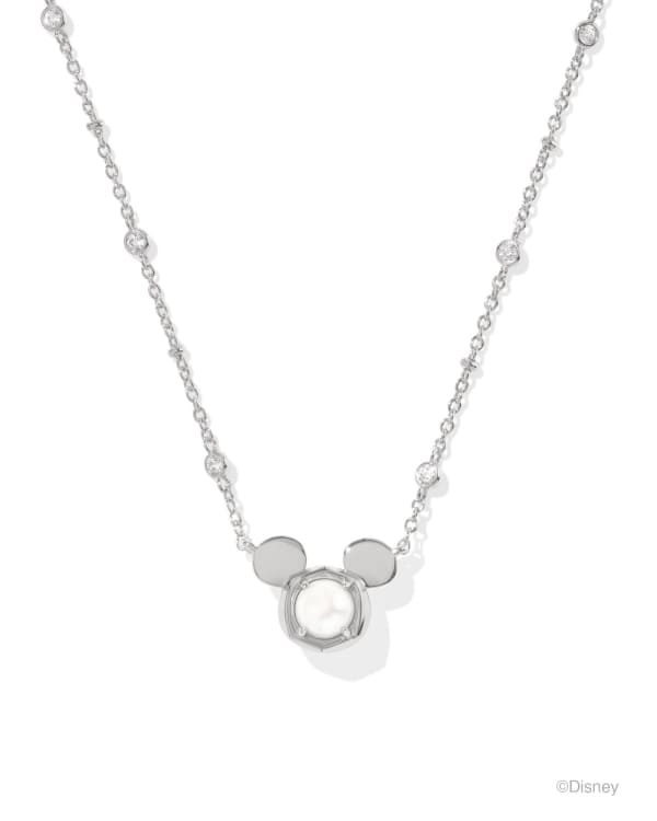 Disney | Kendra Scott Silver Mickey Mouse Short Pendant Necklace in Freshwater Cultured Pearl