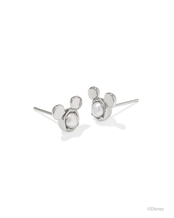 Disney | Kendra Scott Silver Mickey Mouse Stud Earrings in Freshwater Cultured Pearl