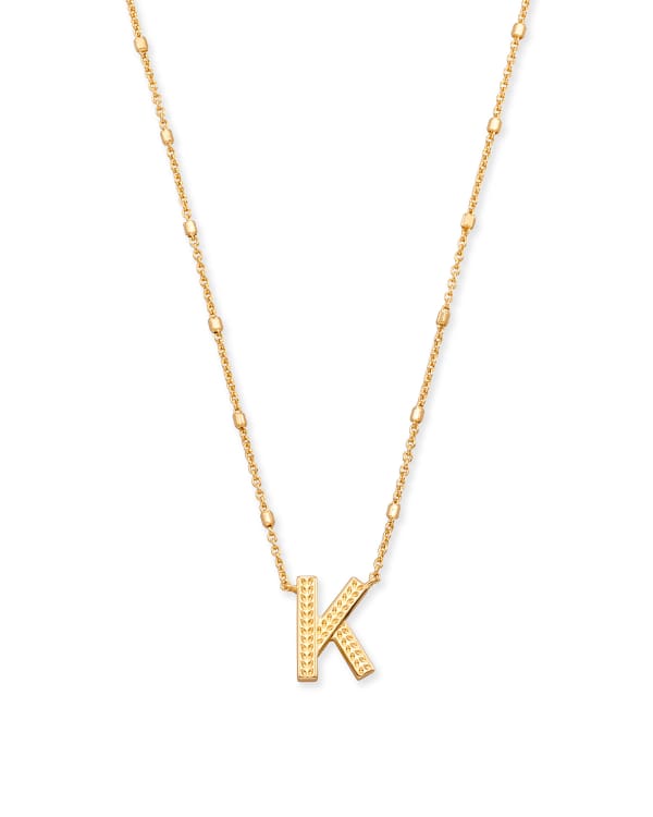 Letter K Pendant Necklace in Gold