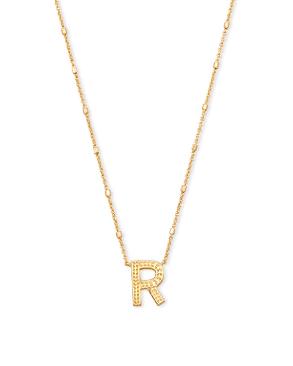 Letter R Pendant Necklace in Gold