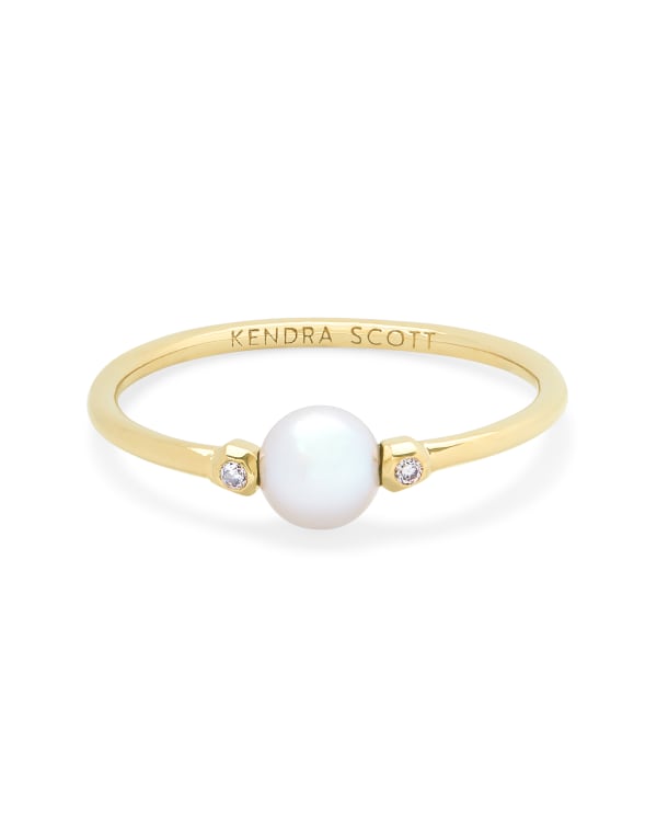 Cathleen 14k Yellow Gold Band Ring Freshwater Cultured Pearl