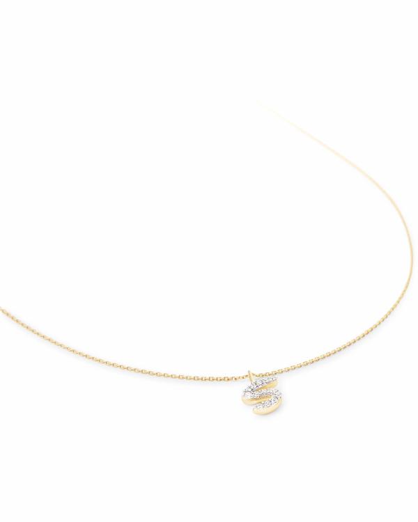 Diamond Letter S Pendant Necklace in 14k Yellow Gold