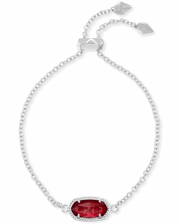 Elaina Silver Adjustable Chain Bracelet in Berry Glass