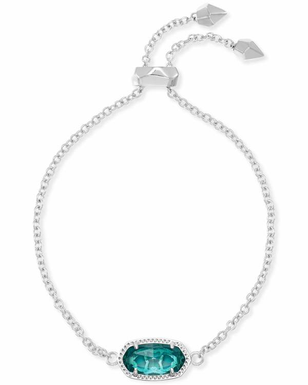 Elaina Silver Adjustable Chain Bracelet in London Blue Glass