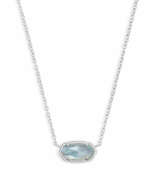 Elisa Silver Pendant Necklace in Light Blue Illusion