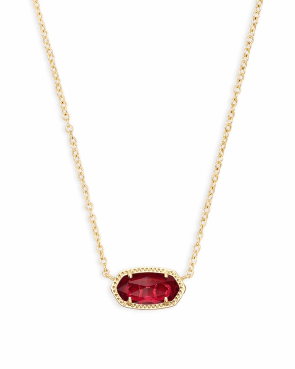 Elisa Gold Pendant Necklace in Berry Glass