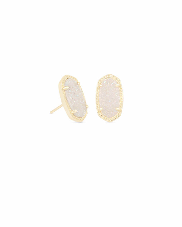 Ellie Gold Stud Earrings in Iridescent Drusy