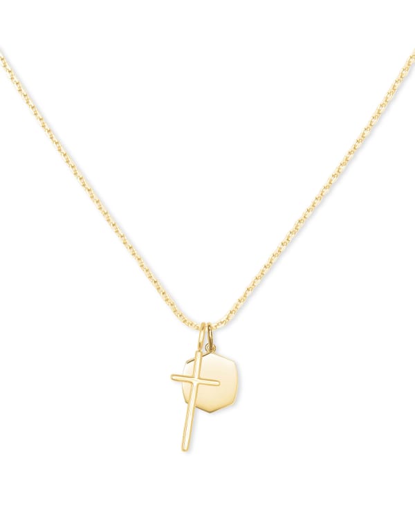 Davis Cross Charm Necklace in 18k Yellow Gold Vermeil