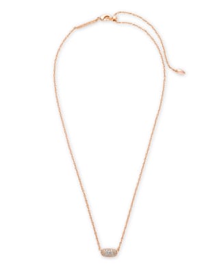 Grayson Gold Pendant Necklace in White Crystal