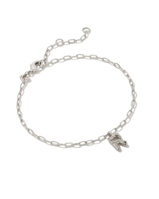 Crystal Letter R Silver Delicate Chain Bracelet in White Crystal