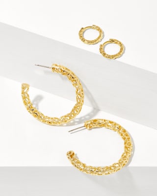 Gold Hoop Earrings Set