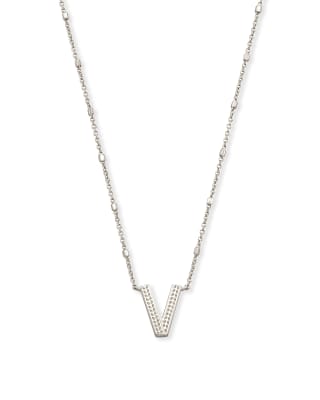 Silver Alphabet Letter 'V' Necklace