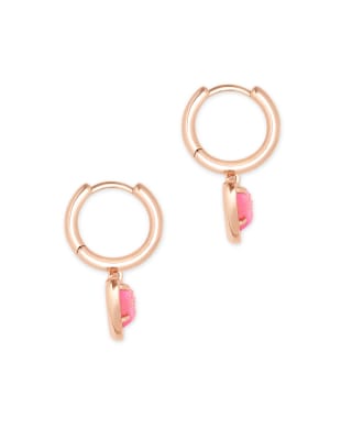 Ari Heart Rose Gold Stud Earrings in Light Pink Drusy