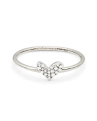 Heart 14k White Gold Band Ring in White Diamond image number 0.0