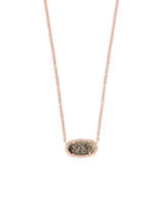 Elisa Rose Gold Pendant Necklace in Rose Gold Drusy