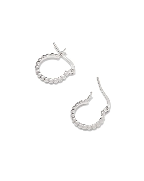 Beaded 13mm Huggie Earrings in Sterling Silver