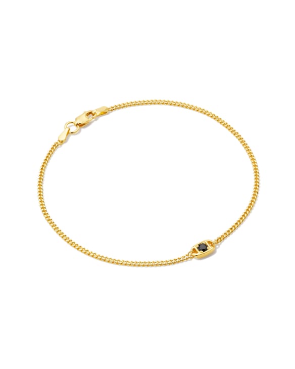 Delaney 18k Gold Vermeil Curb Chain Bracelet in Black Spinel