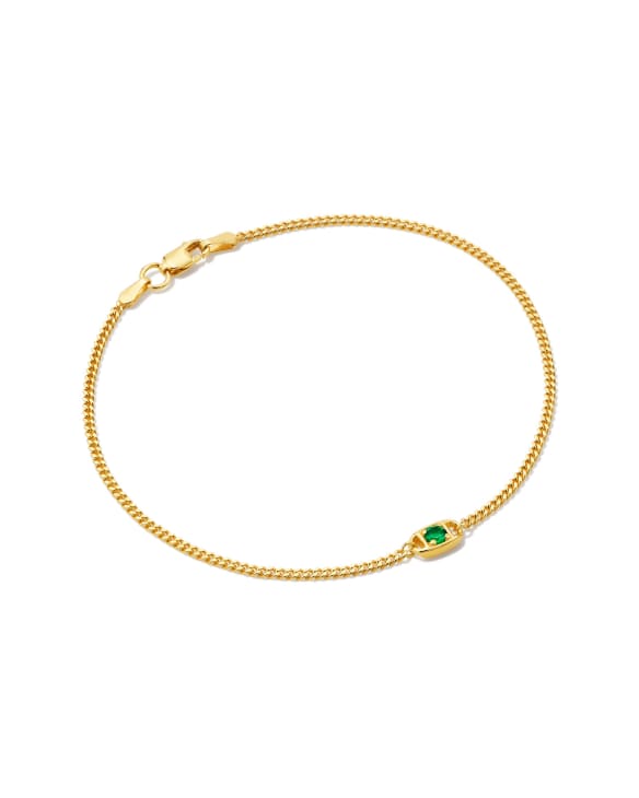 Delaney 18k Gold Vermeil Curb Chain Bracelet in Green Onyx