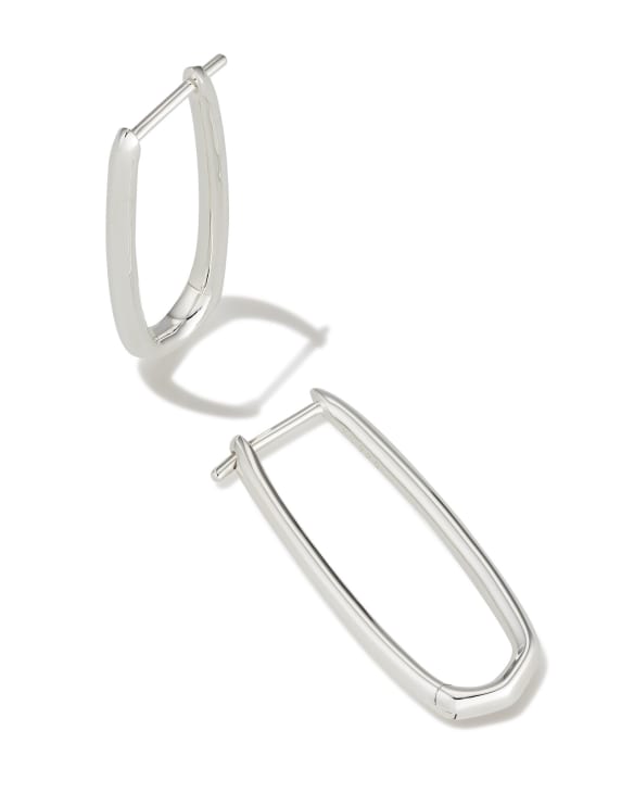 Ellen Elongated Hoop Earrings in Sterling Silver